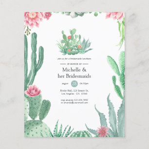 Watercolor Succulents Wedding Bridesmaids Luncheon Flyer