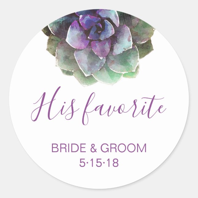 Watercolor Succulents | Wedding Favour Label (Front)