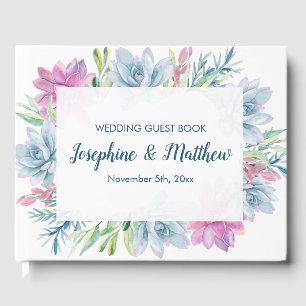 Watercolor Succulents Wedding Guest Book