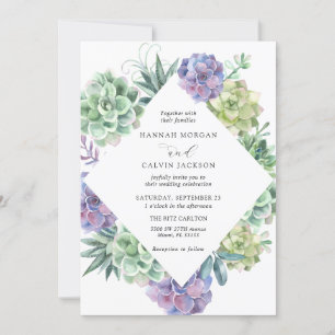 Watercolor Succulents Wedding Invitation