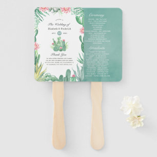 Watercolor Succulents Wedding Program Hand Fan