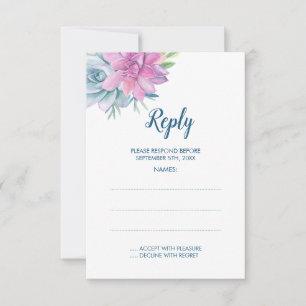 Watercolor Succulents Wedding Reply Cards