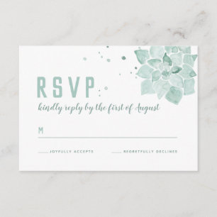 Watercolor Succulents Wedding RSVP Enclosure Card
