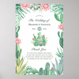 Watercolor Succulents Wedding Welcome Poster
