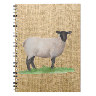 Watercolor Suffolk Sheep Spiral Notebook