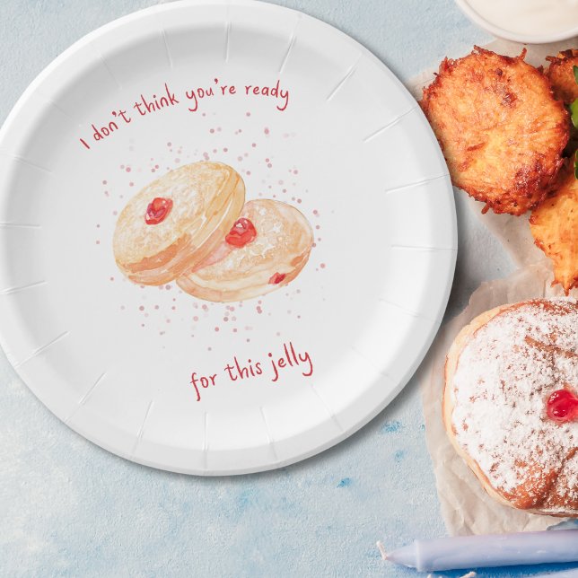 Watercolor Sufganiyot Jelly Doughnut Funny Hanukka Paper Plate (Creator Uploaded)