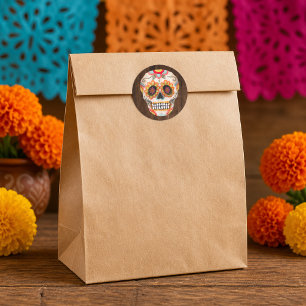 Watercolor Sugar Skull Day of the Dead Classic Round Sticker