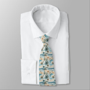 Watercolor Summer Beach Island tropical paradise Tie