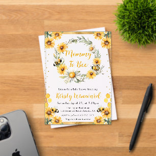 Watercolor Summer Bee and Sunflowers Baby Shower Acrylic Invitations