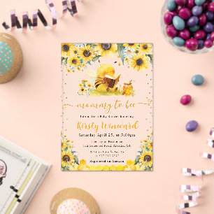 Watercolor Summer Bee and Sunflowers Baby Shower Acrylic Invitations