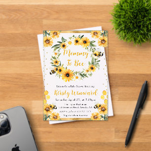 Watercolor Summer Bee and Sunflowers Baby Shower Acrylic Invitations