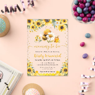Watercolor Summer Bee and Sunflowers Baby Shower Acrylic Invitations