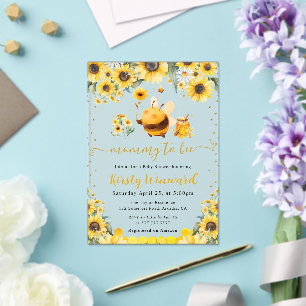 Watercolor Summer Bee and Sunflowers Baby Shower Acrylic Invitations
