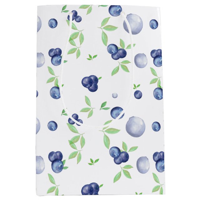 Watercolor Summer Blueberry  Medium Gift Bag (Front)