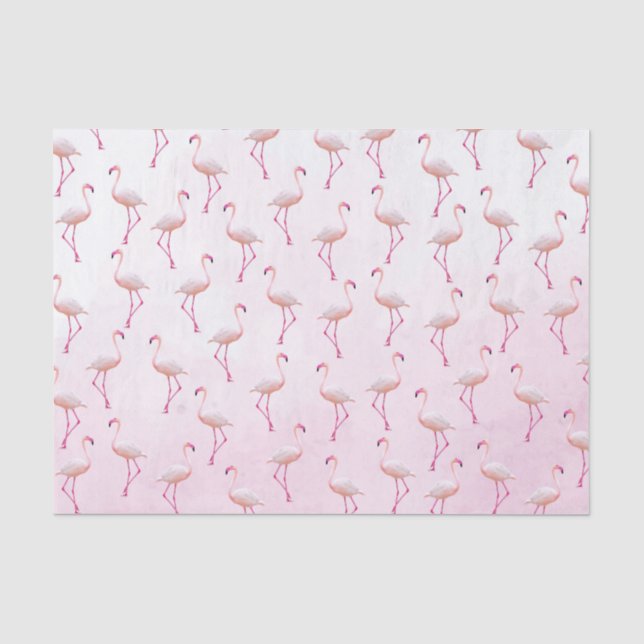 Watercolor Summer Flamingo Pattern  Tissue Paper (Front)