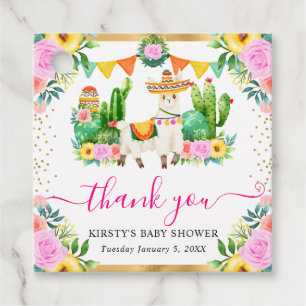 Watercolor Summer Floral Llama Baby Shower Favour Tags
