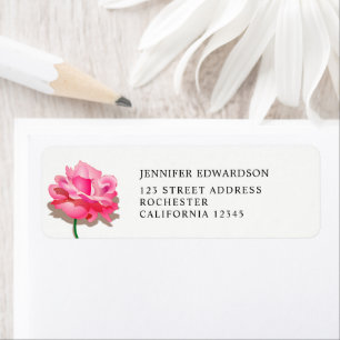 Watercolor summer floral pink rose return address