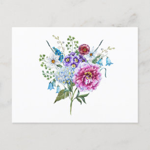 Watercolor Summer Flowers Postcard
