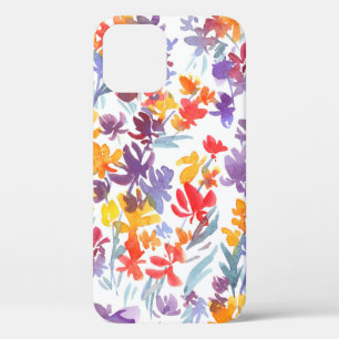 Watercolor summer meadow flowers seamless pattern iPhone 12 case