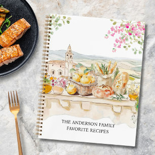 Watercolor Summer Mediterranean Family Recipe Book