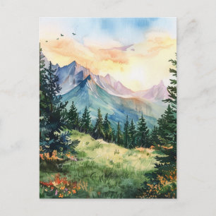 Watercolor Summer Mountain Postcard