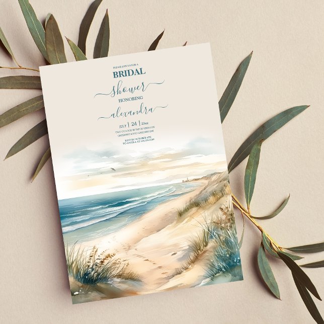 Watercolor Summer Ocean Beach Wedding Invitation (Creator Uploaded)