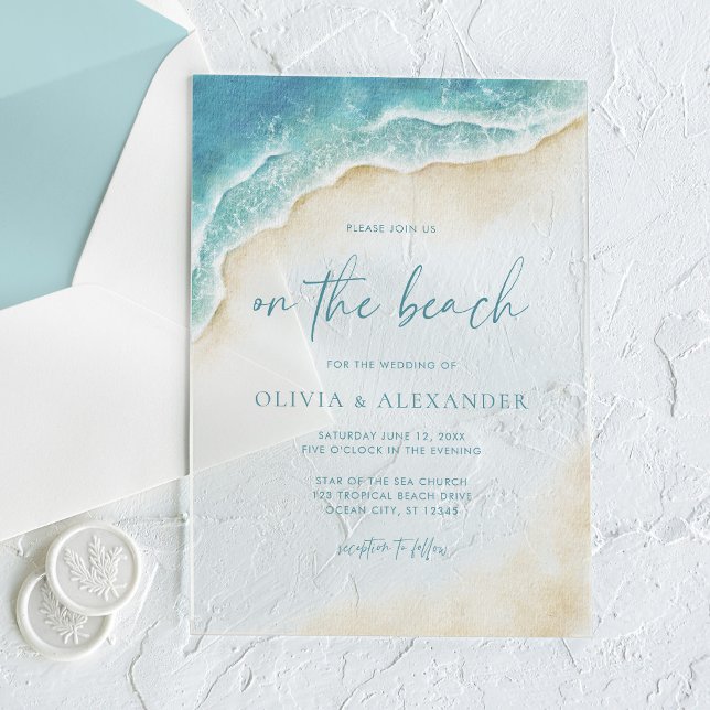 Watercolor Summer On The Beach Wedding Acrylic Invitations (Creator Uploaded)