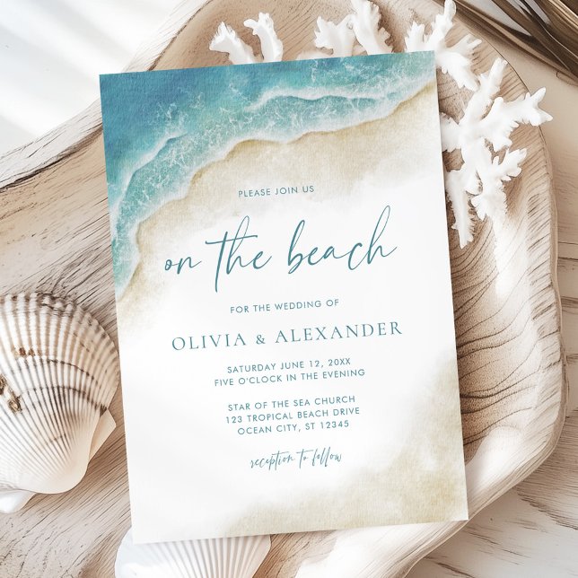 Watercolor Summer On The Beach Wedding Invitation (Creator Uploaded)