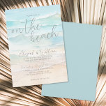 Watercolor Summer On The Beach Wedding Invitation<br><div class="desc">Simple Seaside Watercolor Summer On The Beach Wedding Invitation. A calming blue and tan beach watercolor background sets the stage for an elegant seaside wedding. The background is a watercolor beach scene with a close up of the shore as it meets the ocean waves. It's not an over the top...</div>