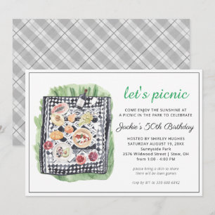 Watercolor Summer Picnic Party Invitation