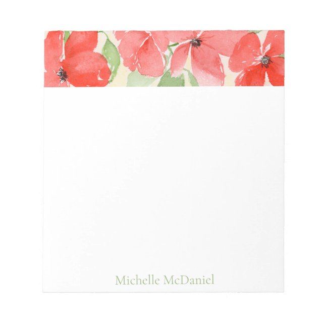  Watercolor Summer Poppies Notepad (Front)
