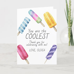 Watercolor Summer Popsicle Birthday thank you Card