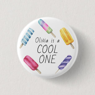 Watercolor Summer Popsicle Ice Cream Birthday 3 Cm Round Badge
