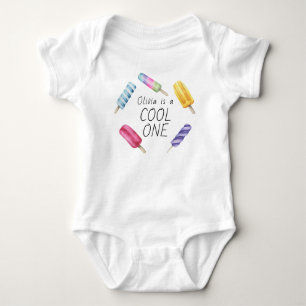 Watercolor Summer Popsicle Ice Cream Birthday Baby Bodysuit