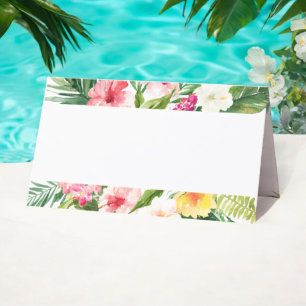 Watercolor Summer Tropical Party Folded Place Card