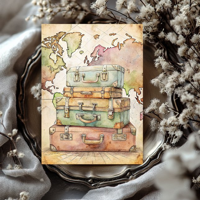 Watercolor summer vacation retro suitcases tissue paper (Watercolor summer vacation retro suitcases tissue paper)