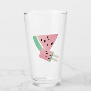 Watercolor Summer Watermelon Slice and Pop Glass