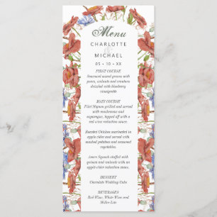 Watercolor summer wildflower wedding menu
