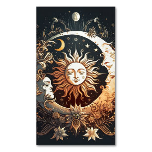 Watercolor Sun and Moon Celestial Magnetic Business Card