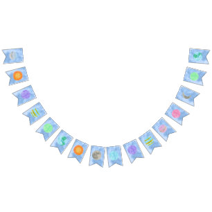 Watercolor Sun And Planets Party Decor Bunting