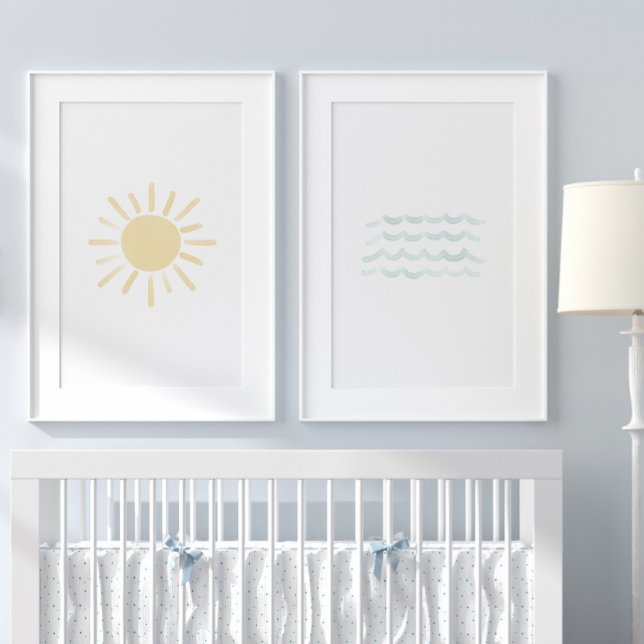 Watercolor Sun and Waves Beach Nursery (Creator Uploaded)