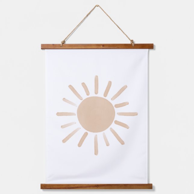 Watercolor Sun Gender Neutral Nursery Hanging Tapestry (Front)
