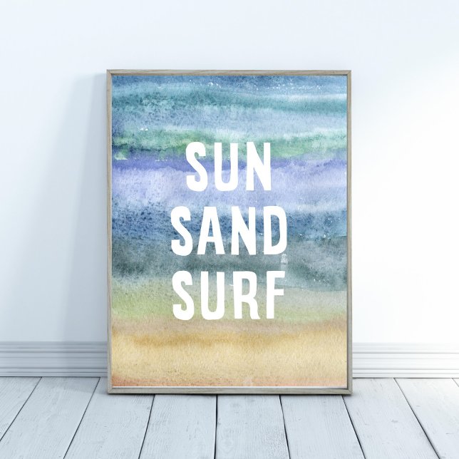Watercolor Sun Sand Surf Nursery Art Print (Creator Uploaded)