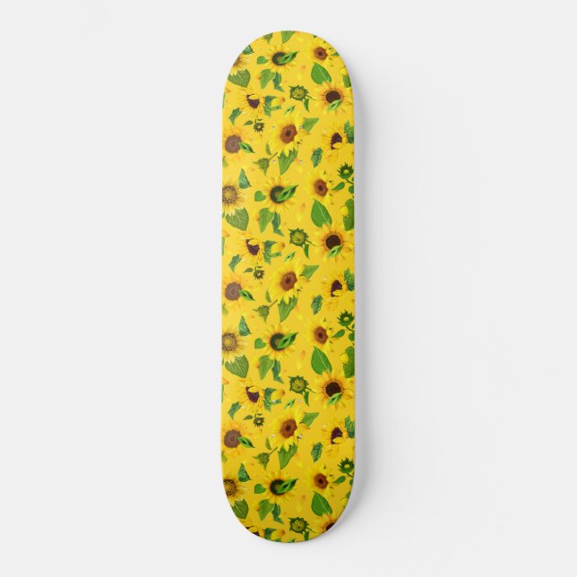 Watercolor Sunflower 3 Skateboard (Front)