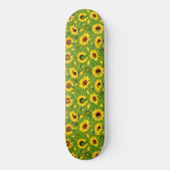 Watercolor Sunflower 4 Skateboard (Front)