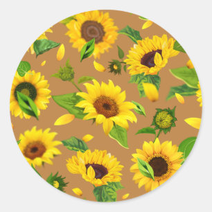 Watercolor Sunflower 5 Classic Round Sticker