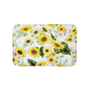 Watercolor Sunflower 7 Bath Mat