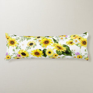 Watercolor Sunflower 7 Body Cushion