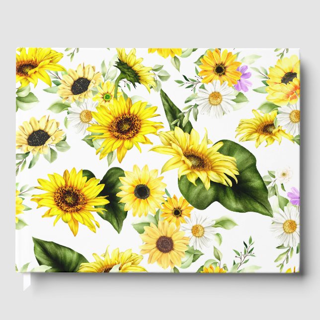 Watercolor Sunflower 7 Guest Book (Front)