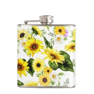 Watercolor Sunflower 7 Hip Flask